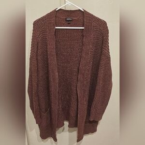 Torrid Boyfriend Cardigan Open Front Sweater Womens Plus Knit Size 2 Brown